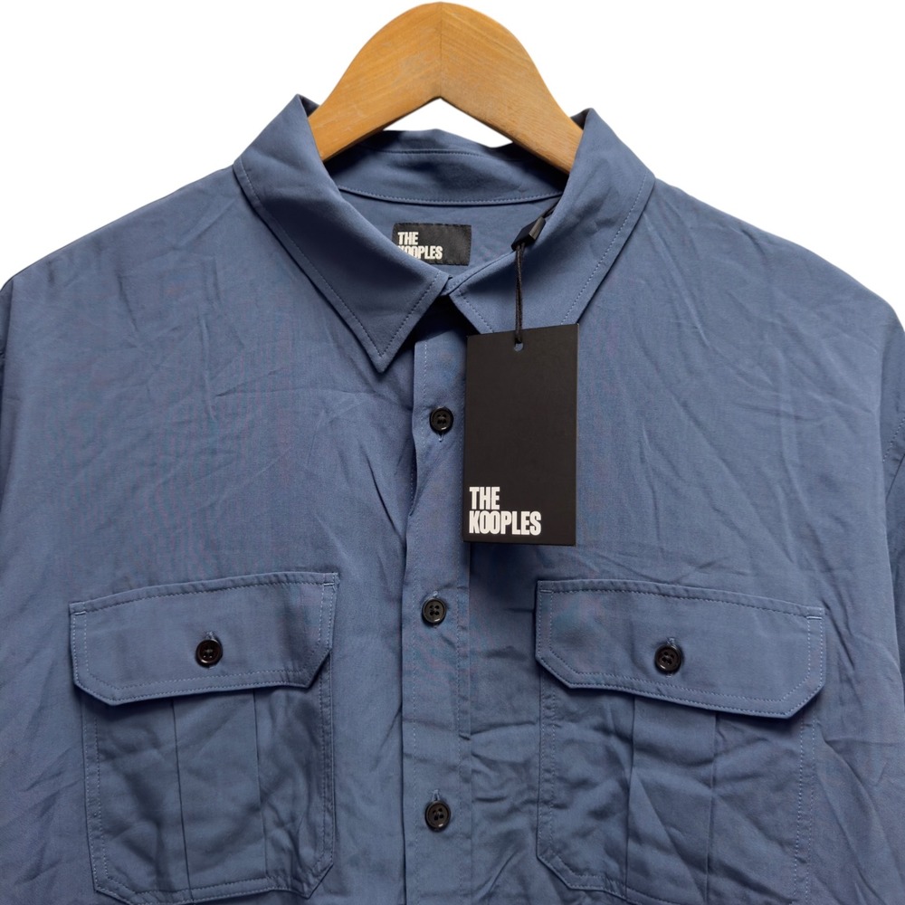 The Kooples NEW $245 Men's Small Blue Utility Pocket Button Front Viscose Shirt